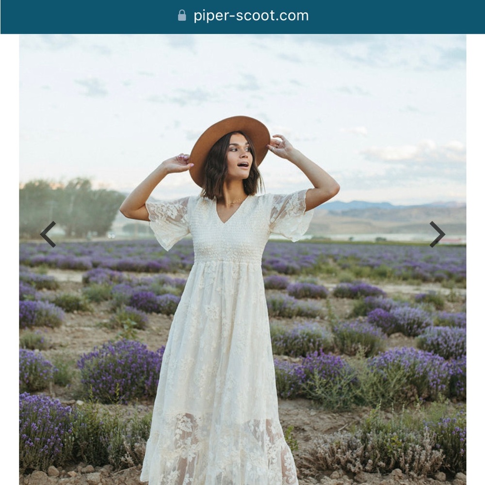Piper & Scoot: The Emery Lace Maxi Dress In Cream Size: Small